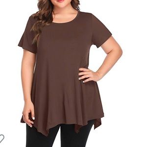 3/$20 Coffee Brown Tunic w/ Handkerchief Hem Sz M